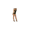 Bodystocking noir ajouré style guêpière avec bas filet 